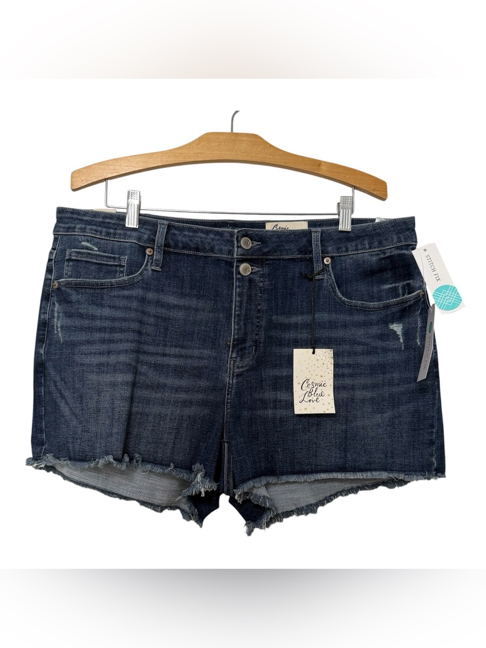 Cosmic Blue Love Dani Double High-rise Distressed Jean Shorts Women’s 16W NWT